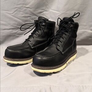 Wolverine Dura Shocks Black Leather Moc Toe Safety Boots
